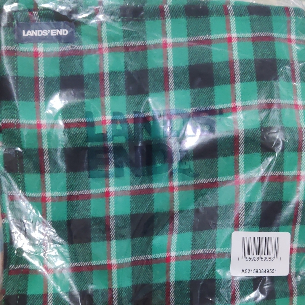 Lands' End Green And Red Checkered Flannel Dog Bandana- Size Medium
